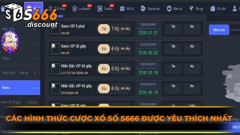 Các hình thức cược xổ số S666 được yêu thích nhất